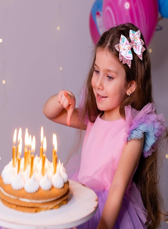 KCHIES 3.5" Birthday Bow Hair Clips for Girls 1 2 3 4 5 6 Years Glitter Pink Ribbon Bowknot Barrettes Alligator Pins for Teens ToddlerKids Happy Birthday Party Dress Decor Accessories Gift - Image 3